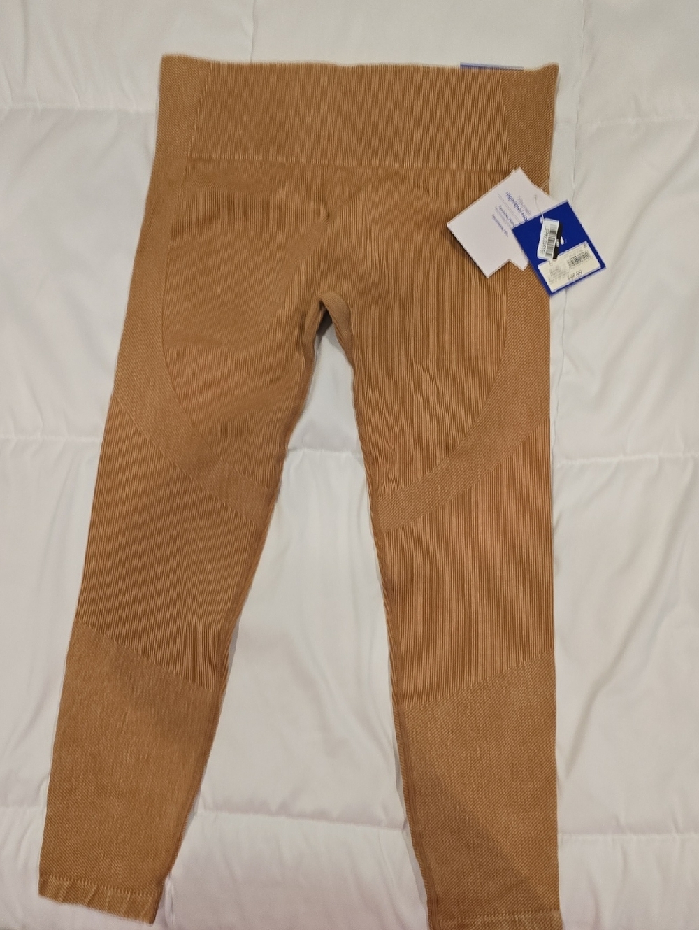 Seamless Ribbed High-Waist Leggings - Tan